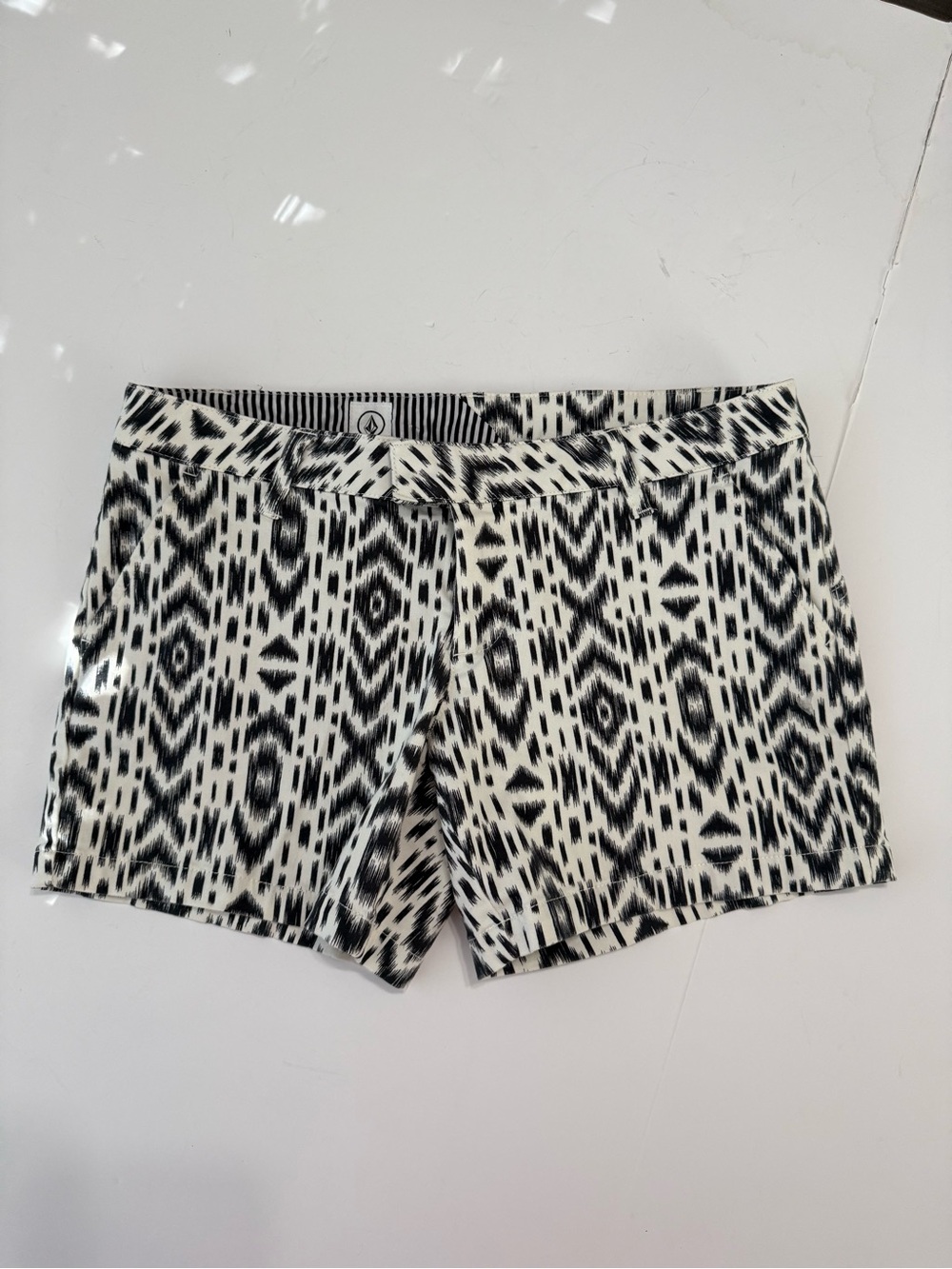 Volcom Black & White Ikat Print Athletic Shorts
